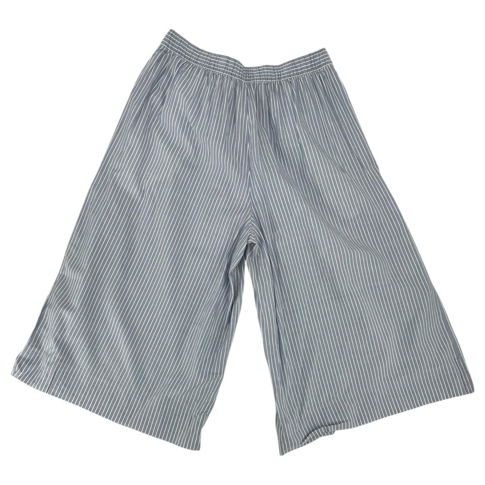 Madewell Blue‎ White Stripe Wide Leg Cropped Pants Elastic Waist Size S